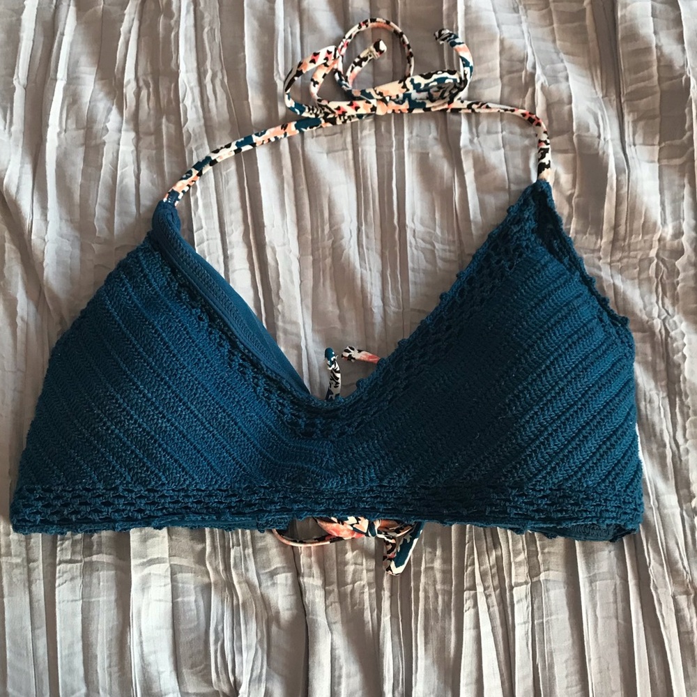 Blue bikini bathing suit top